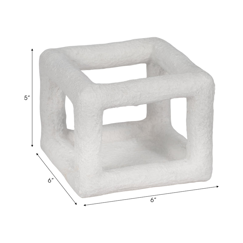 6" Textured Open Square Object, White