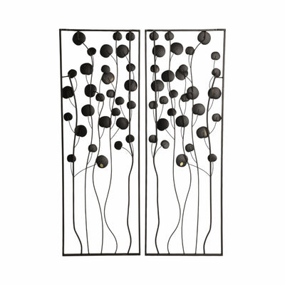 S/2 36" Dainty Flowers Metal Wall D?cor, Black/gol