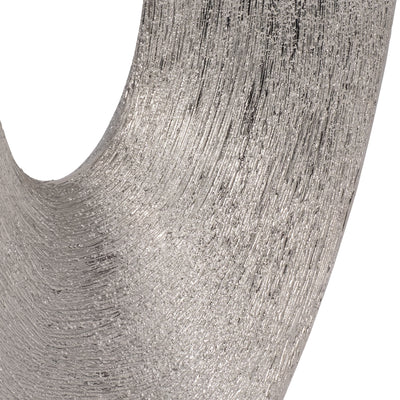 CER, 19" SCRATCHED OPEN CUT VASE, SILVER