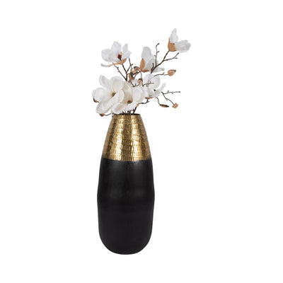 Metal, 20" 2-tone Floor Vase, Black/gold