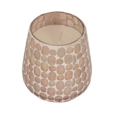 Glass, 5" 18 Oz Mosaic Scented Candle, Soft Pink