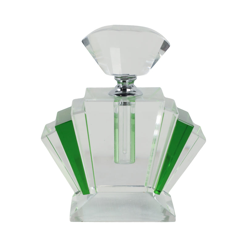 GREEN CRYSTAL PERFUME BOTTLE 4.75"