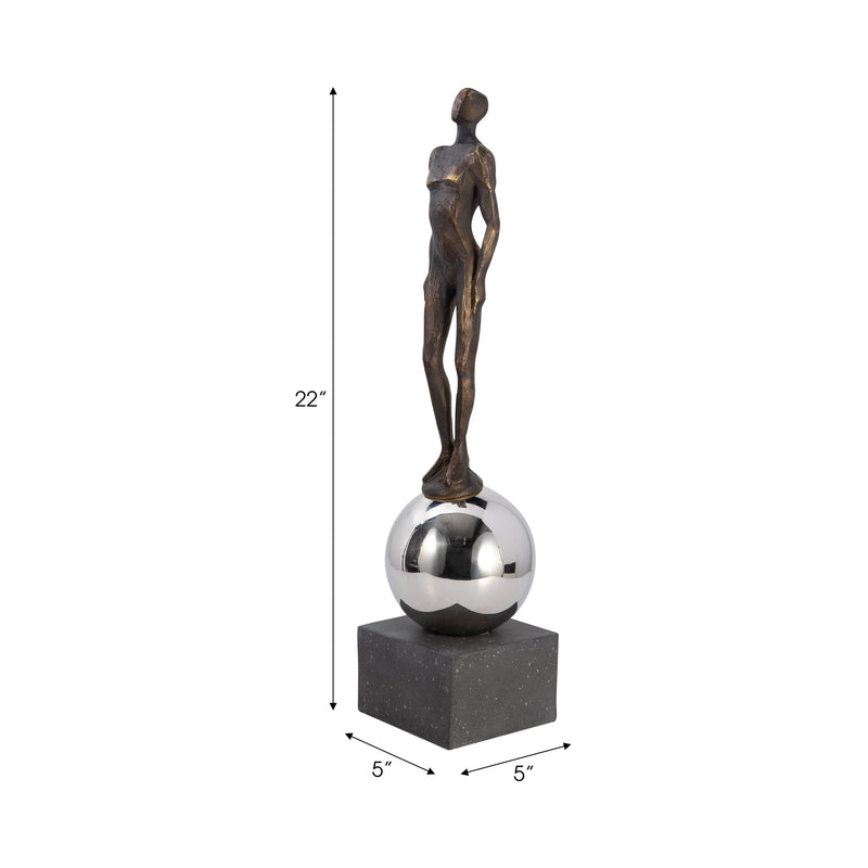 22" Augusta Male Statuary With Steel Sphere