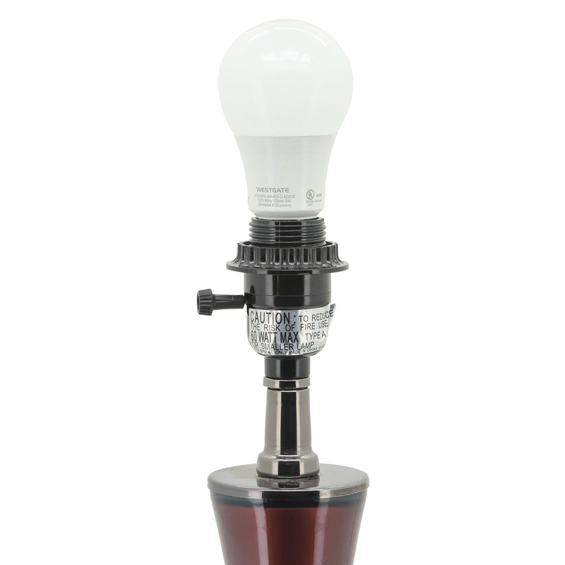 Glass 31" Genie Bottle Table Lamp, Burgundy