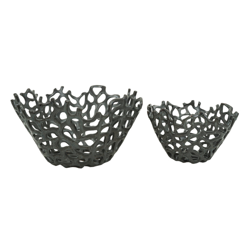 S/2 10/13" Steffi Black Ceramic Bowls