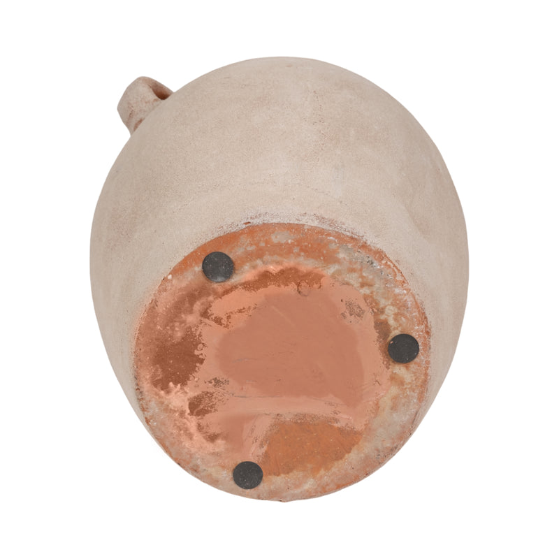 19" Weathered Terracotta Vase, White/natural