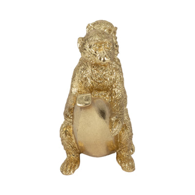 8" Three Monkeys On Banana, Gold