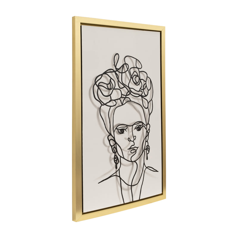 36X59, HAND PAINTED FRIDA ILLUSION, WHT/BLK