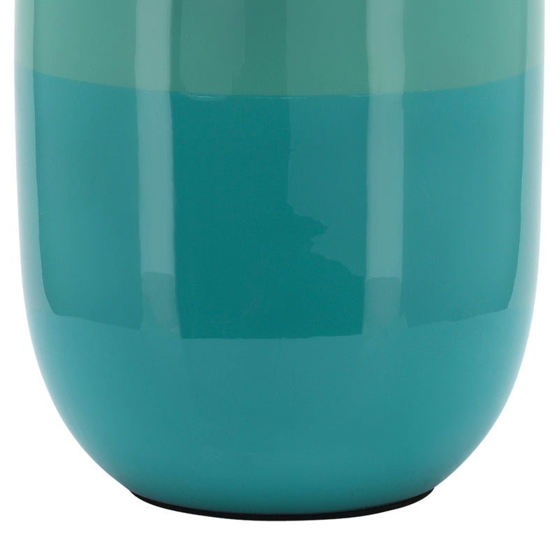 METAL 12" URN VASE, GREEN