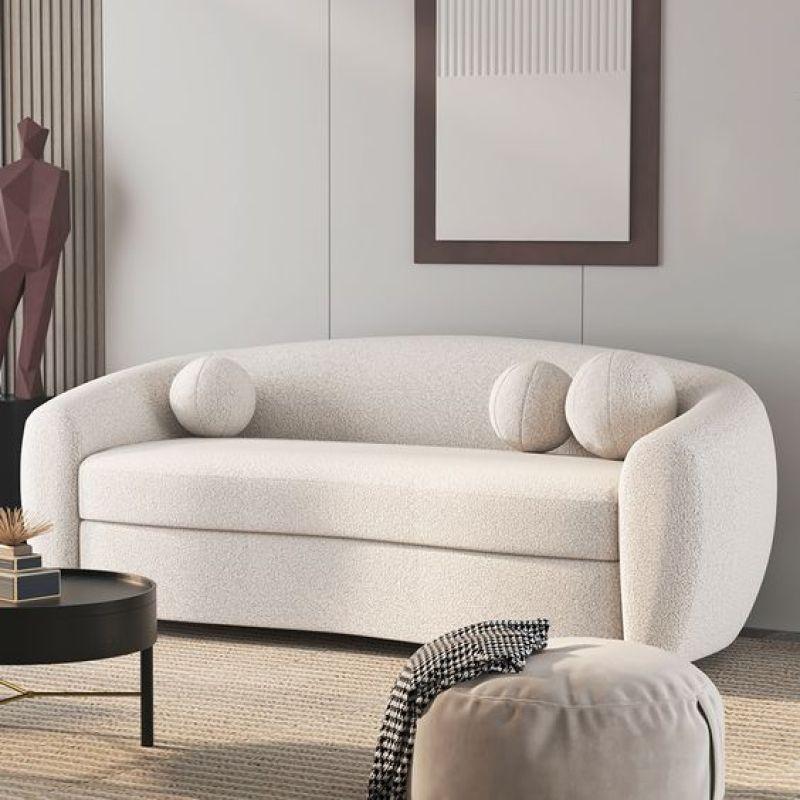 Alhome beige Boucle 3 Seater Sofa - 110110907