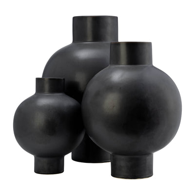 CER, 18"H BUBBLE VASE, BLACK VOLCANIC