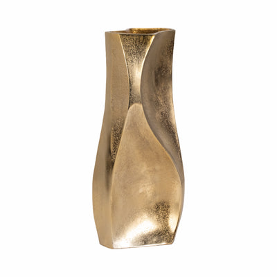 17" Warner Pinched Metal Vase, Gold