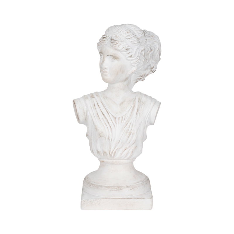 20" Venus Bust Distressed Resin, White