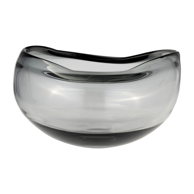 GLASS, 10"D IRREGULAR SHAPE BOWL, SMOKE