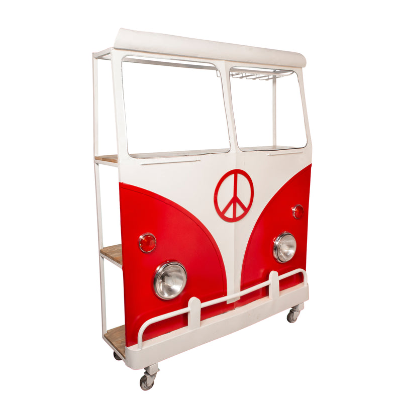 Metal 69"h Bus Kombi Bar, Red