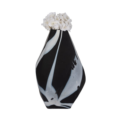 Glass, 19" Abstract Contemporary Vase, Black