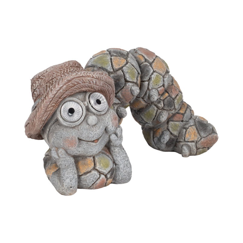 15" Caterpillar With Sun Hat Solar Eyes, Grey