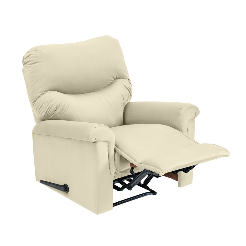 Velvet Rocking Recliner Chair - Light Beige - NZ110