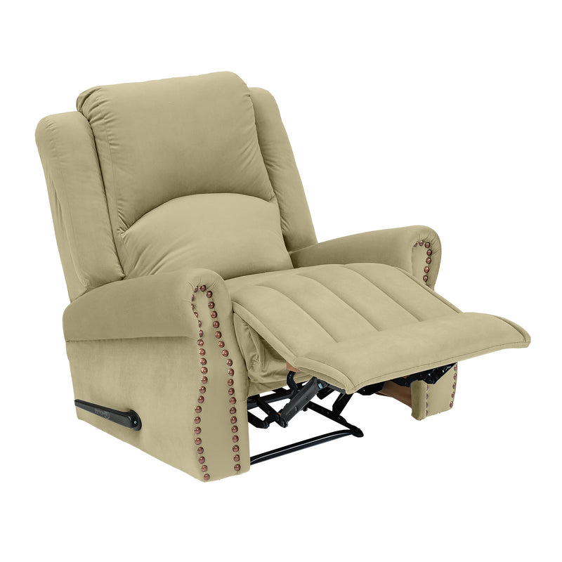 Velvet Rocking Recliner Chair - Dark Ivory - NZ120