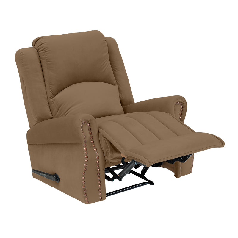 Velvet Rocking & Rotating Recliner Chair - Light Brown - NZ120