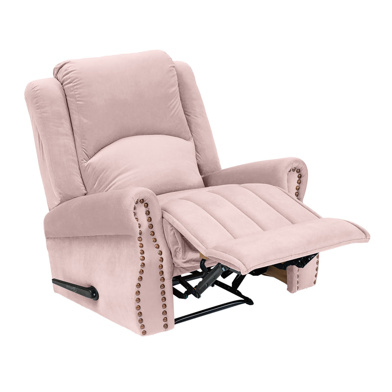 Velvet Rocking & Rotating Recliner Chair - Light Pink - NZ120