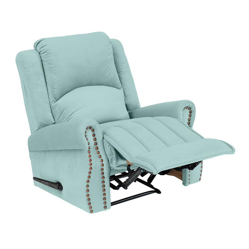 Velvet Rocking & Rotating Recliner Chair - Light Turquoise - NZ120