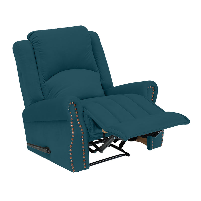 Velvet Rocking & Rotating Recliner Chair - Dark Turquoise - NZ120