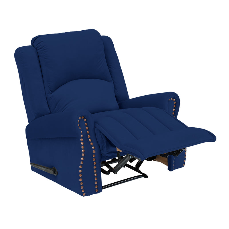 Velvet Rocking Recliner Chair - Dark Blue - NZ120