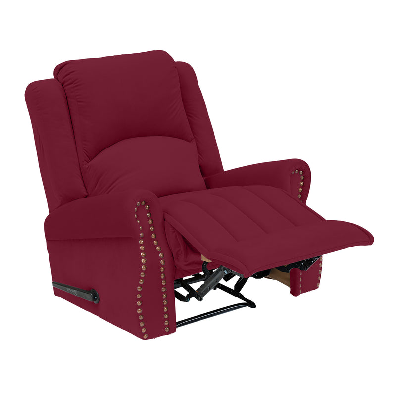 Velvet Rocking & Rotating Recliner Chair - Burgundy - NZ120