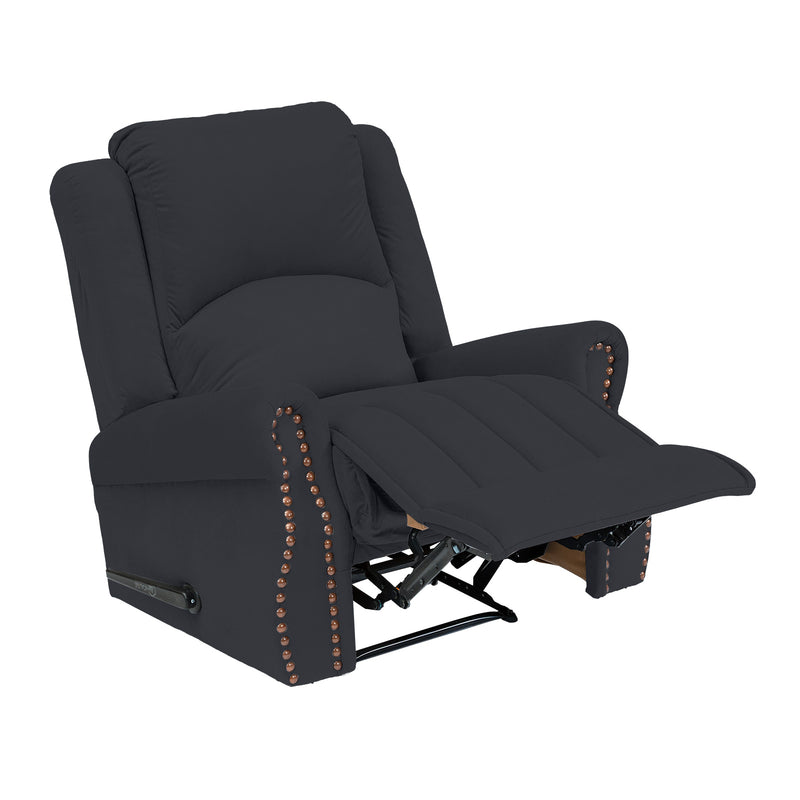 Velvet Rocking & Rotating Recliner Chair - Dark Grey - NZ120