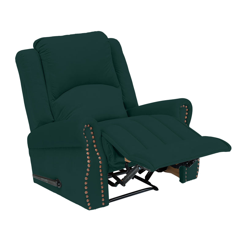 Velvet Rocking Recliner Chair - Dark Green - NZ120