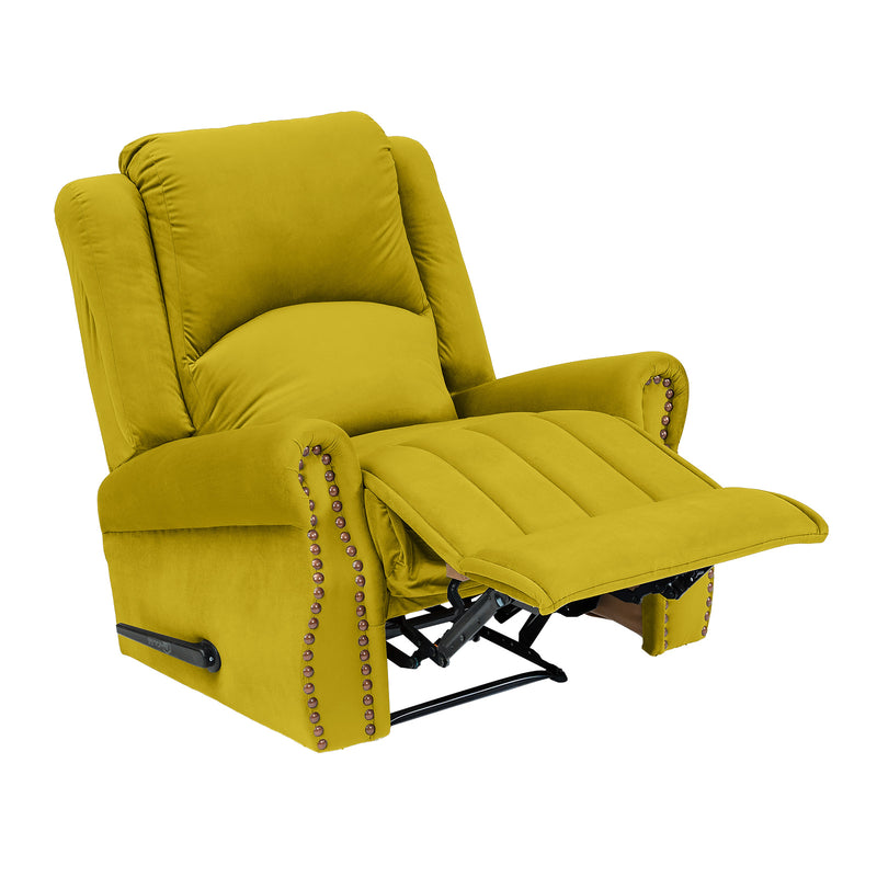 Velvet Rocking Recliner Chair - Gold - NZ120