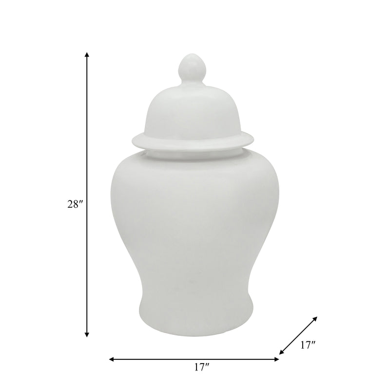 28"H TEMPLE JAR, MATTE WHITE