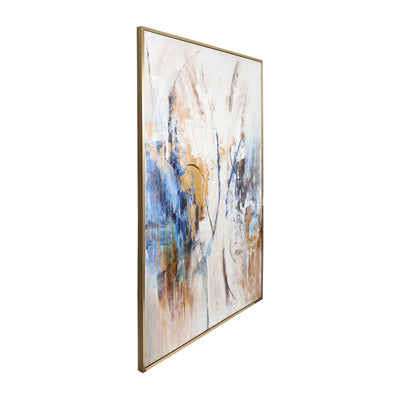 74X50  FRAMED HAND PAINTED ABSTRACT CANVAS, MULTI