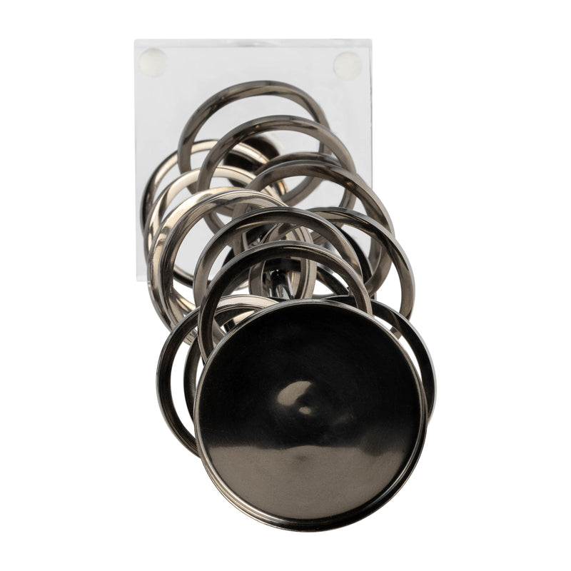 METAL, 18" RING TOSS ON ACRYLIC CANDLEHOLDER, GUNM