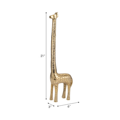 Metal, 21" Long Neck Giraffe, Gold