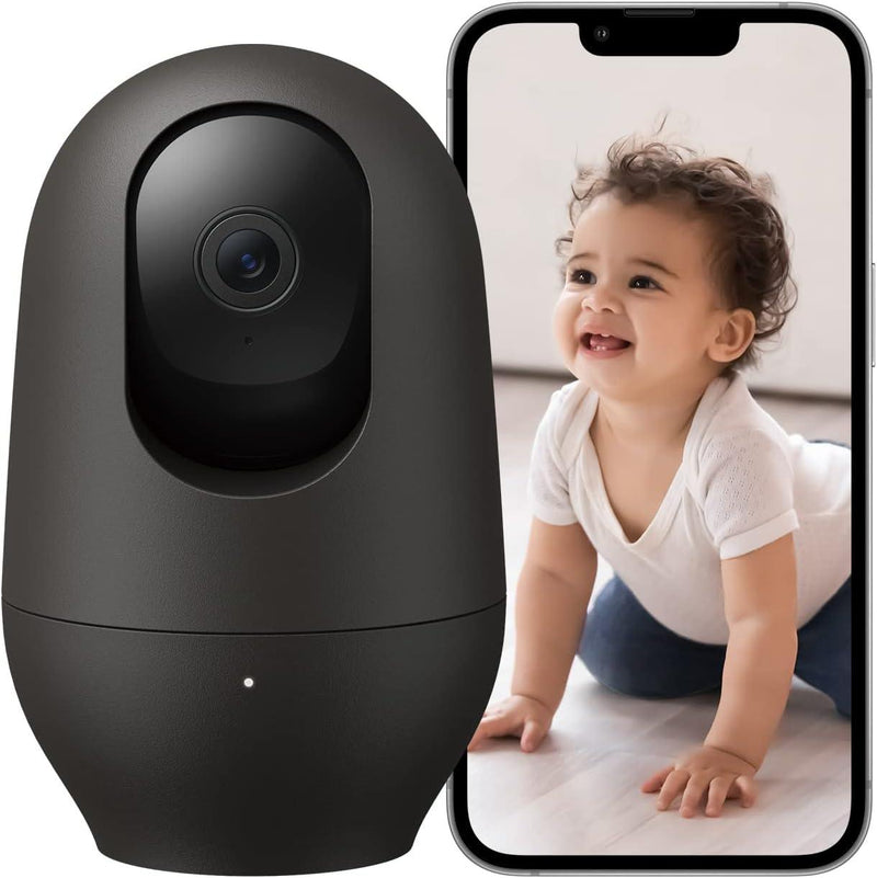 Nooie 2K baby monitor, 360 Pan/Tilt Wi-Fi Pet Camera with Phone App, Indoor Security Camera, AI Motion Tracking, Night Vision, Two-Way Audio, Compatible with Alexa/Google Home