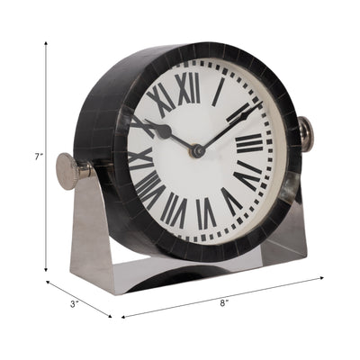 METAL TABLE CLOCK 7''  NICKEL BLACK