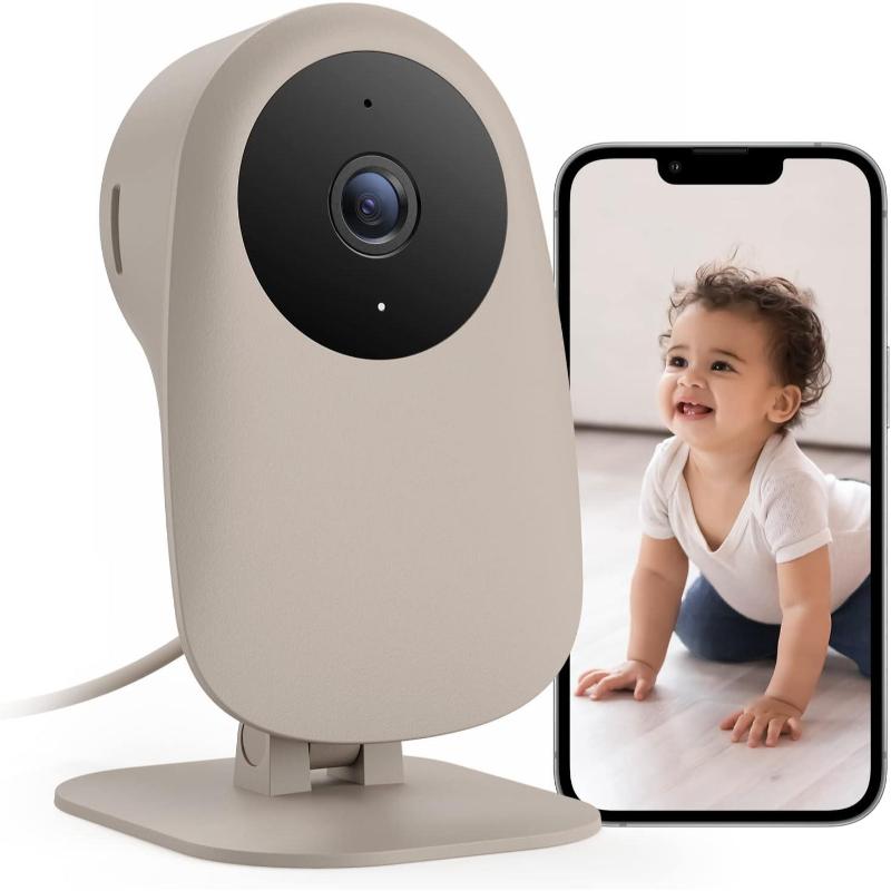 Nooie Baby Monitor with Crying Detection, Camera and Audio 1080P Night Vision Motion and Sound Detection 2.4G WiFi Home Security Camera for Baby Nanny Elderly and Pet Monitoring, Works with Alexa