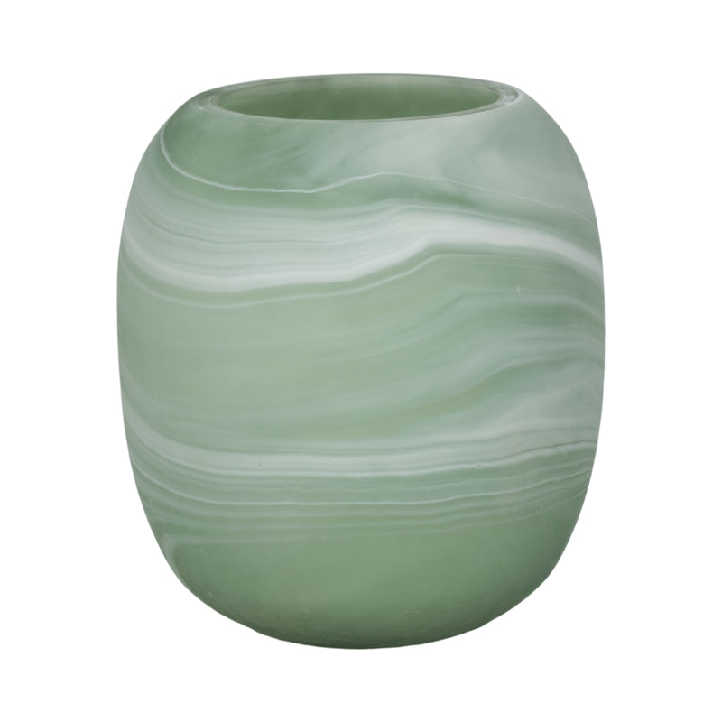 9" Garbo Small Green Glass Vase