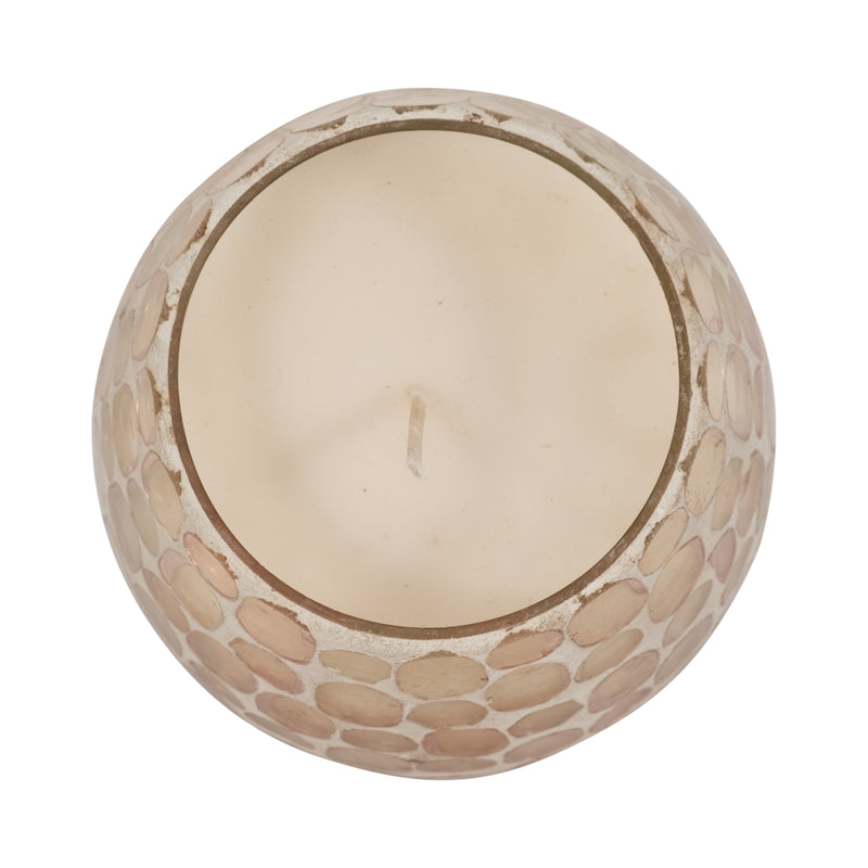 Glass, 4" 11 Oz Mosaic Scented Candle, Soft Pink