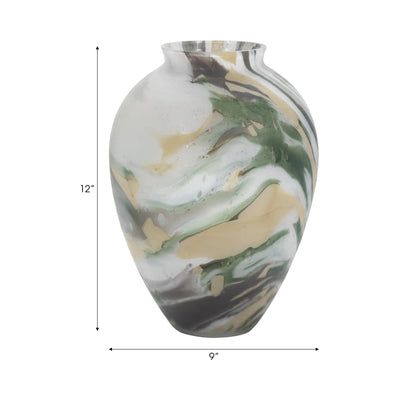 Marco Glass, 12" Marbled Look Vase, Multi