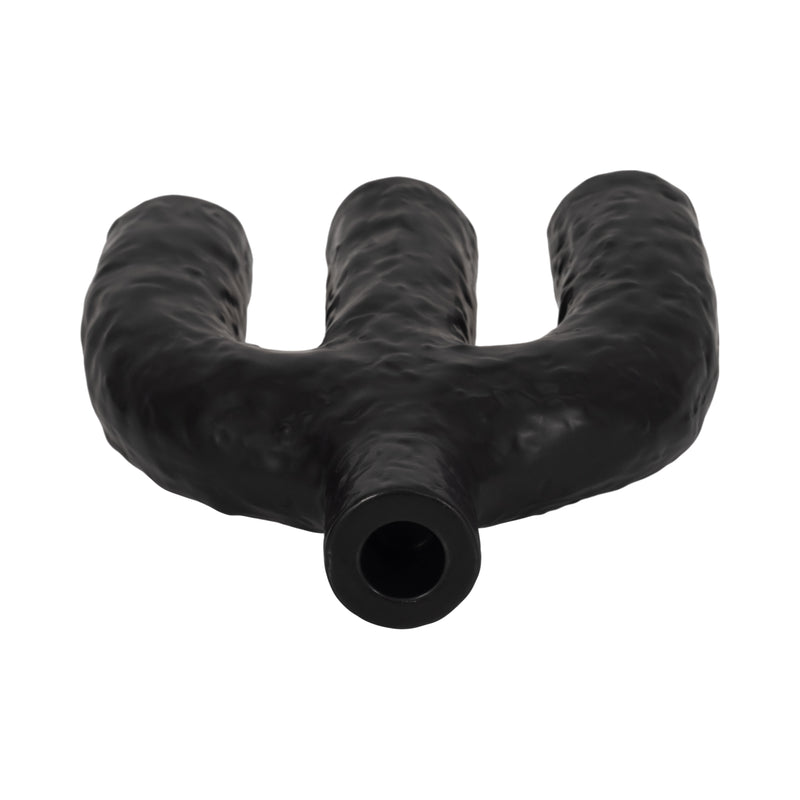 9" Volcano Texture Double Arched Taper Holder, Bla