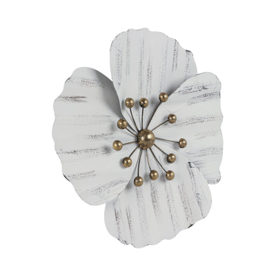 METAL 16" WALL FLOWER, WHITE,WB