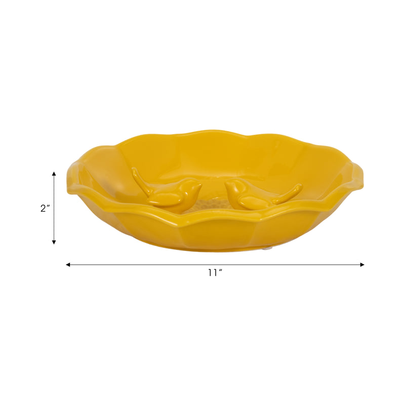 11" Flower Bird Bath, Yellow