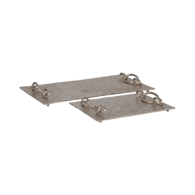 S/2 14/21" Rada Silver Link Trays