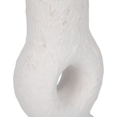 Cer, 13" Textured Stacked Circles Vase, White