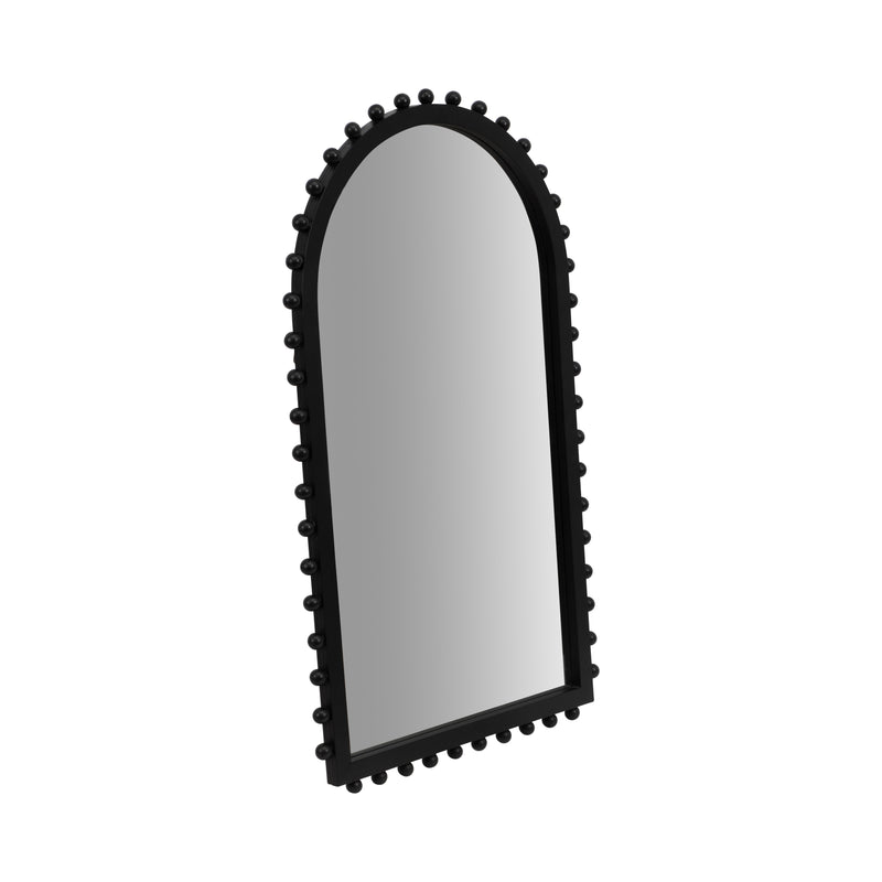 WOOD, 24X39 BEADED ARCH MIRROR, BLACK