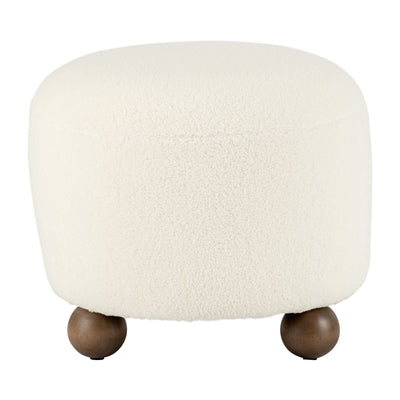 Round Ottoman W/ Ball Feet, Beige