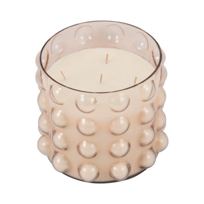 Glass, 9" 81 Oz Bubble Candle, Pink